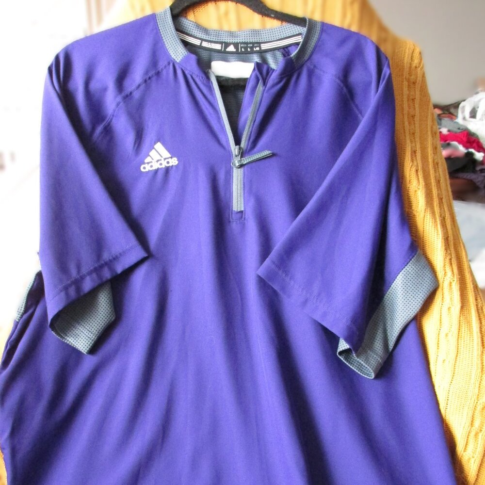 Adidas Mens Fielders Choice 1/4 zip size Lg Purple Climalite